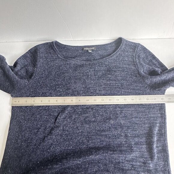 Eileen Fisher Sweater Womens Petite L Navy 3/4 Sleeve Silk Pullover Old Money - Picture 6 of 8